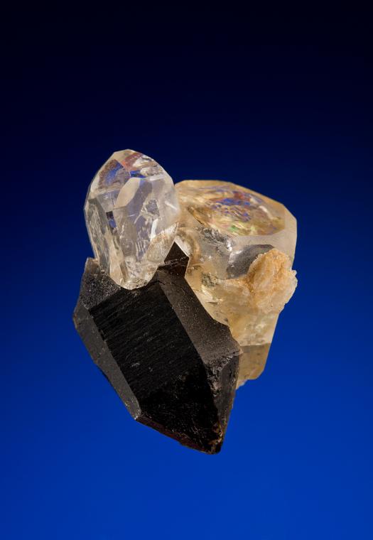 TOPAZ on QUARTZ var. Smoky with BERYL